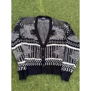 Vintage Barnaby Southwestern Knit Cardigan Sweater L – Leather Patches
